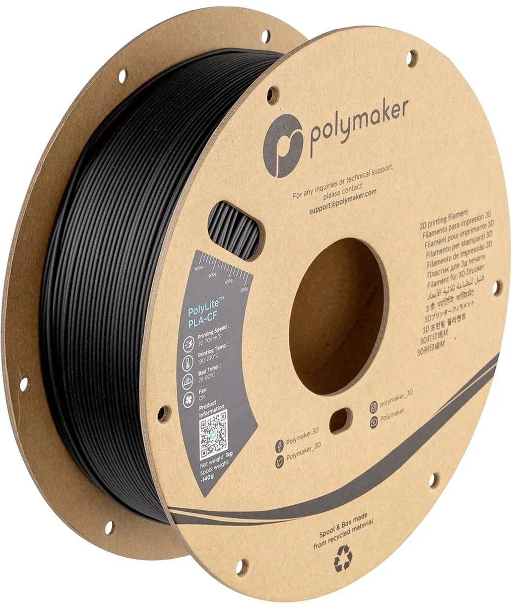 Polymaker PolyLite PLA-CF Filament 1.75mm 1000g - Zwart