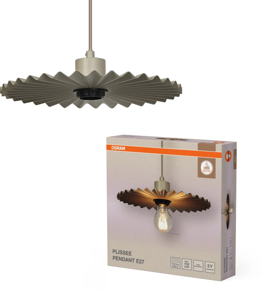 Osram Decor Plissee Hanglamp E27 - Beige
