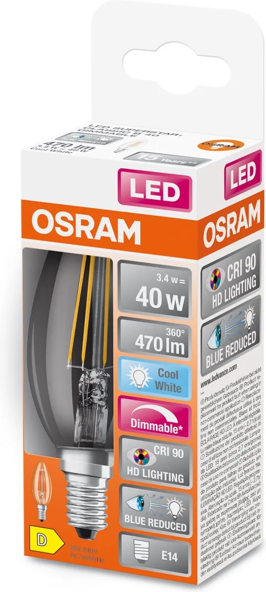 Osram E14 LED Lamp 3.4W 4000K - 300° - Helder - afbeelding 6 van 6