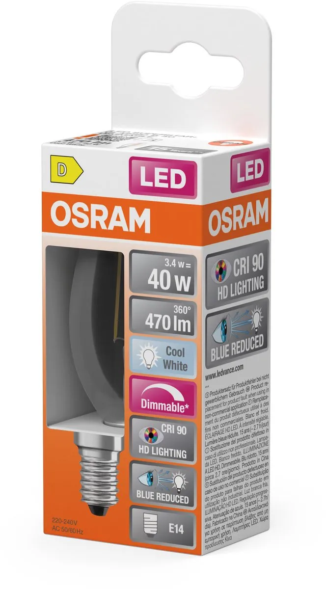 Osram E14 LED Lamp 3.4W 4000K - 300° - Helder