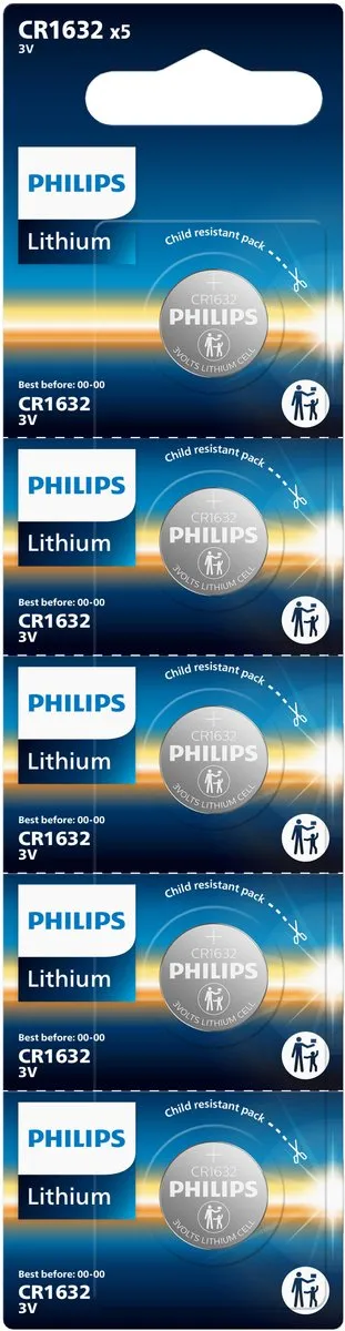 Philips CR1632 Lithium Knoopcelbatterijen 5 Stuks
