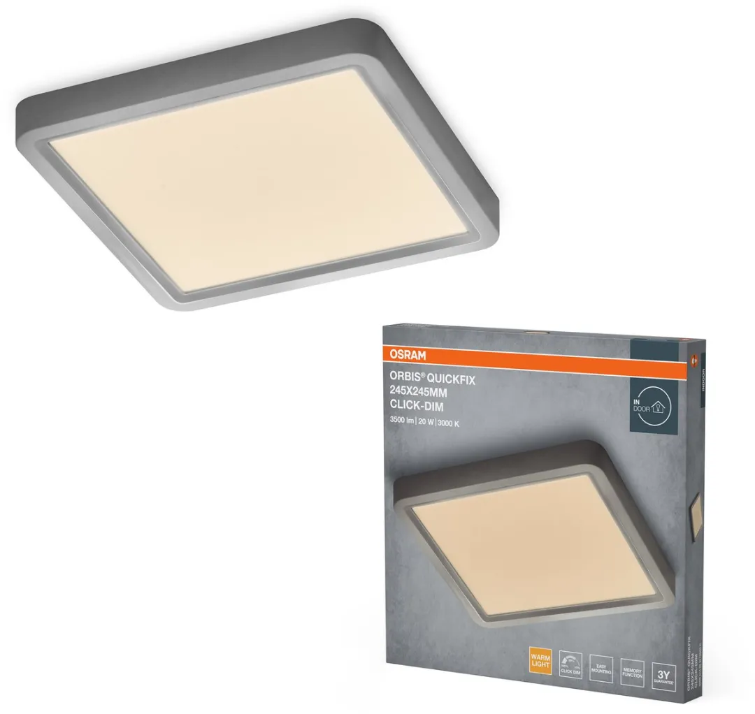 Osram Orbis Quickfix Square 245x245mm 20W - Warm wit 3000K - Zilver