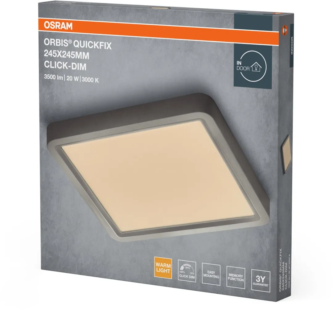 Osram Orbis Quickfix Square 245x245mm 20W - Warm wit 3000K - Zilver