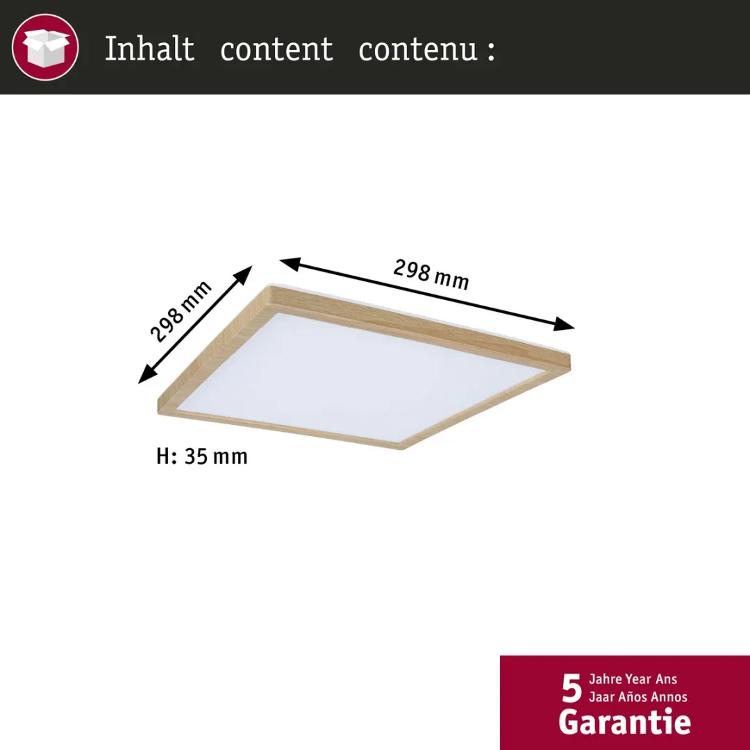 Paulmann Atria Shine LED-paneel 298x298mm 15,7W 2100lm Houtlook - afbeelding 6 van 6