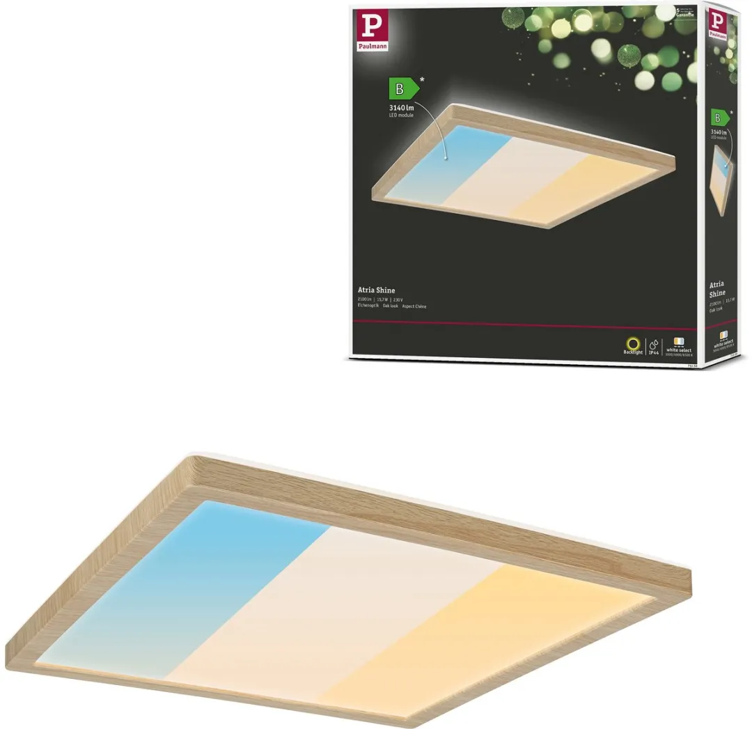 Paulmann Atria Shine LED-paneel 298x298mm 15,7W 2100lm Houtlook