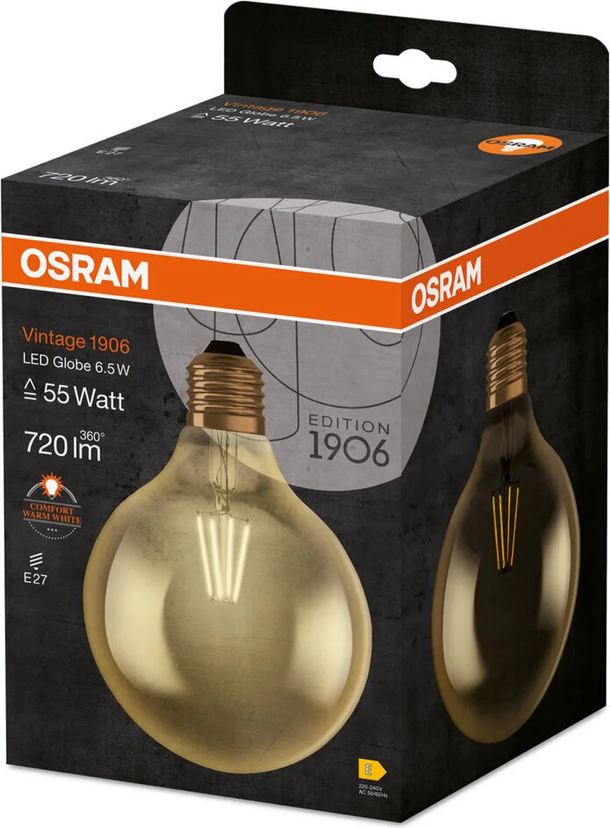 Osram Ledvance Vintage 1906 Globe E27 LED 6.5W 720lm - Helder - afbeelding 6 van 6
