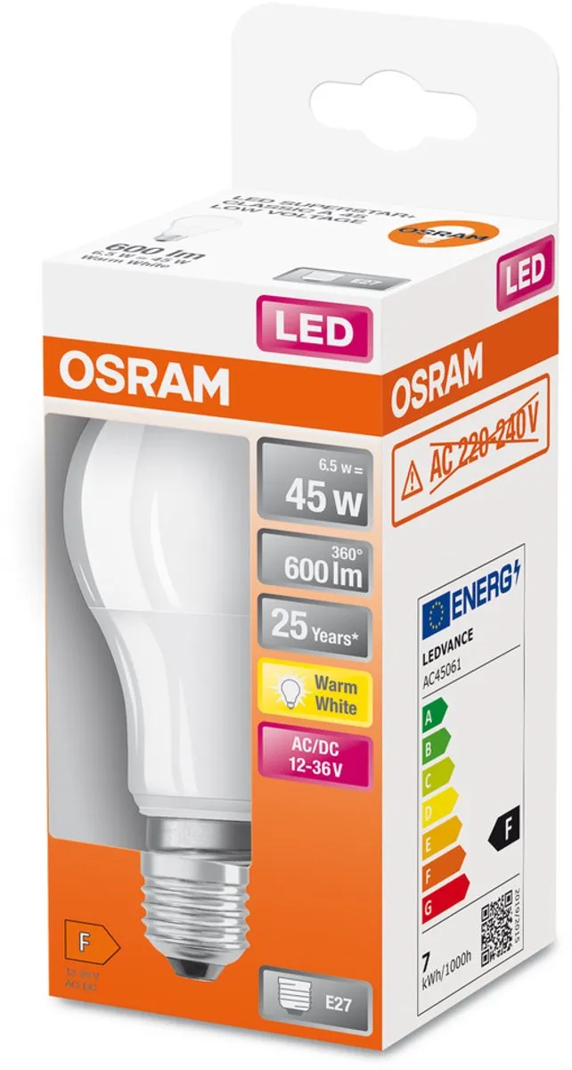 Osram LED Star Classic E27 Peer Mat 6.5W 600lm - Zeer Warm Wit - afbeelding 6 van 6