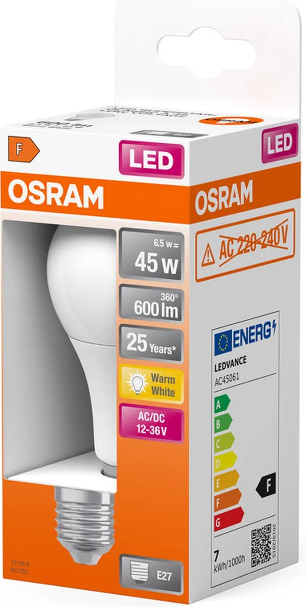 Osram LED Star Classic E27 Peer Mat 6.5W 600lm - Zeer Warm Wit