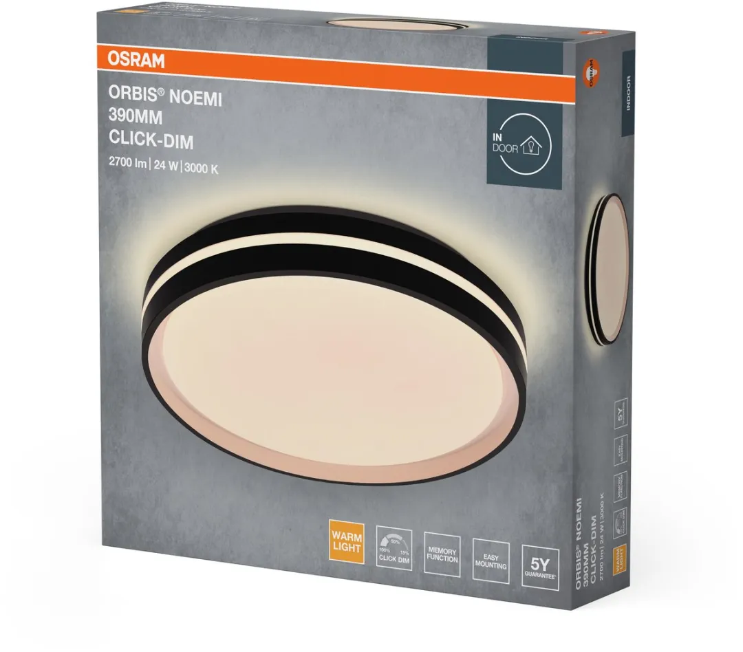 Osram Orbis Noemi LED Plafondlamp 390mm - 3000K Zwart