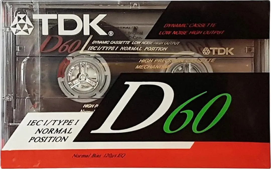 Vintage Audio Cassette Tape TDK D-60 Normaal Position type I / Sealed Blanco Cas