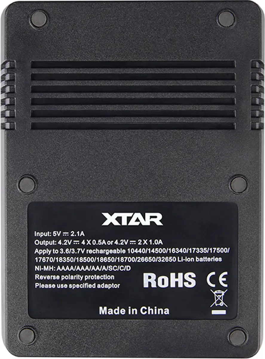XTAR VC4 USB Acculader - AA/AAA - 4 Slots - afbeelding 2 van 6