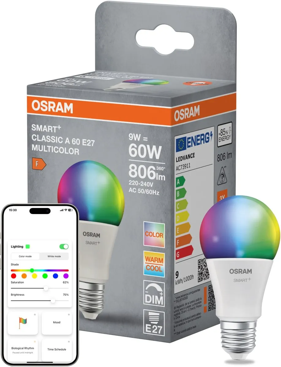 Osram SMART+ MATTER Classic A60 LED-lamp 4,9W E14 - Mat - 2700K