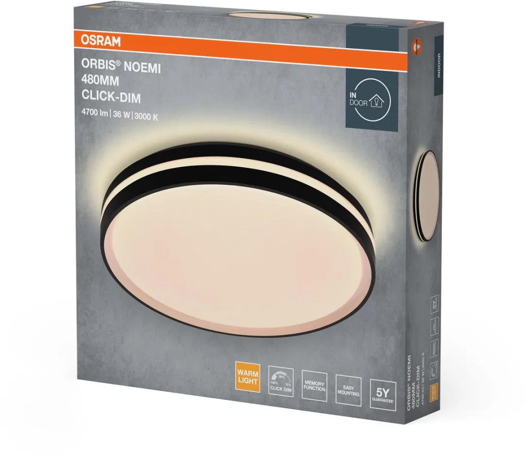 Osram Orbis Noemi LED Plafondlamp 480mm - 36W 3000K - Zwart