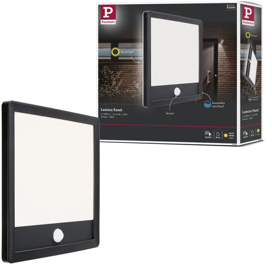 Paulmann LED-paneel Lamina Backlight Schemergestuurd 250x250mm 14,5W - Zwart