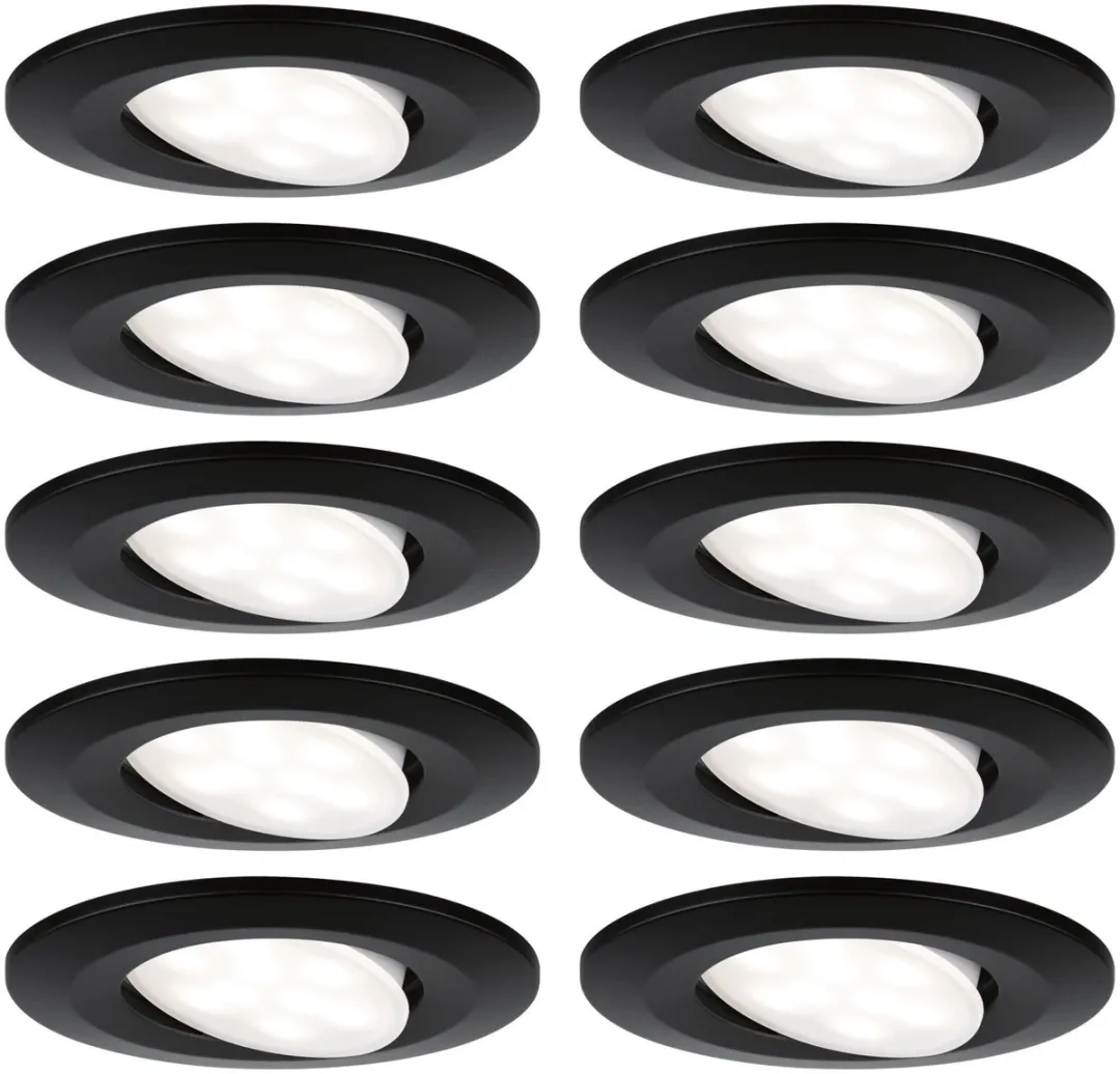 LED-inbouwlamp Calla Basisset zwenkbaar IP65 rond 90mm 30° 10x6W 10x500lm 230V 4000K Zwart mat