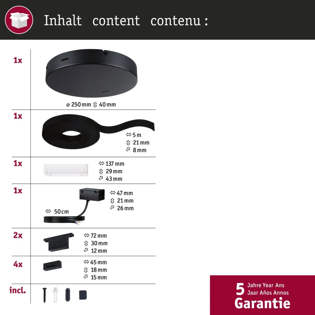Paulmann ULine Riem Basisset 5m 60W - Zwart - afbeelding 6 van 6