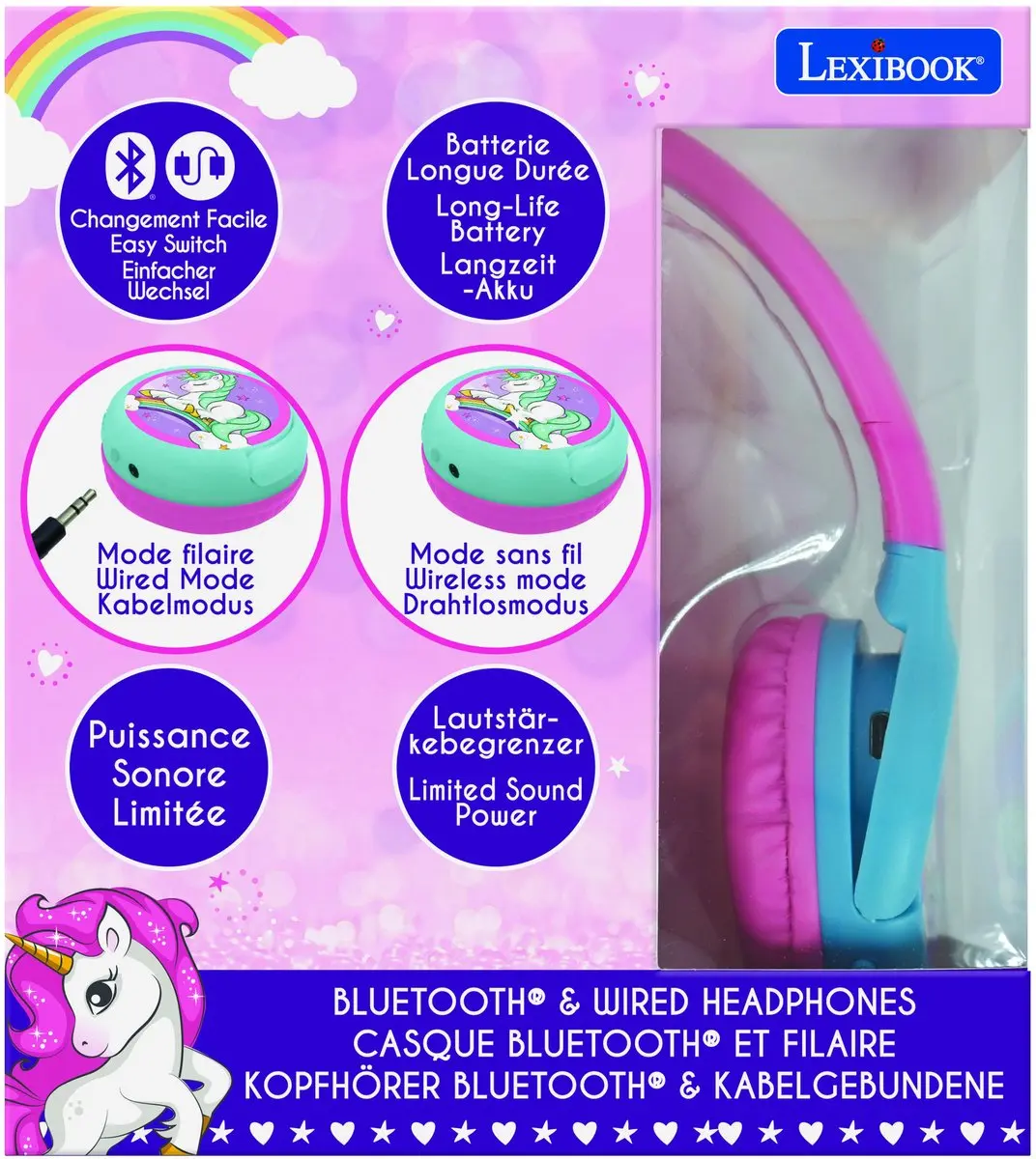 Lexibook Eenhoorn HPBT010UNI Bluetooth Koptelefoon - Roze - afbeelding 6 van 6