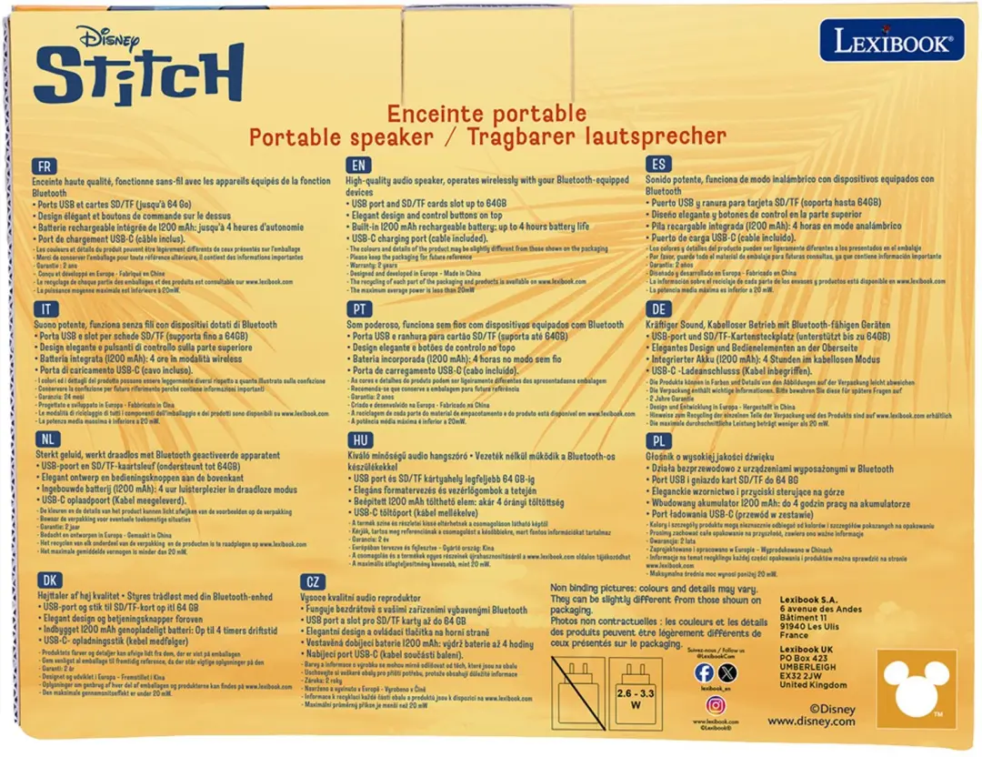 Lexibook Stitch BT018D Bluetooth Luidspreker - Blauw - afbeelding 6 van 6