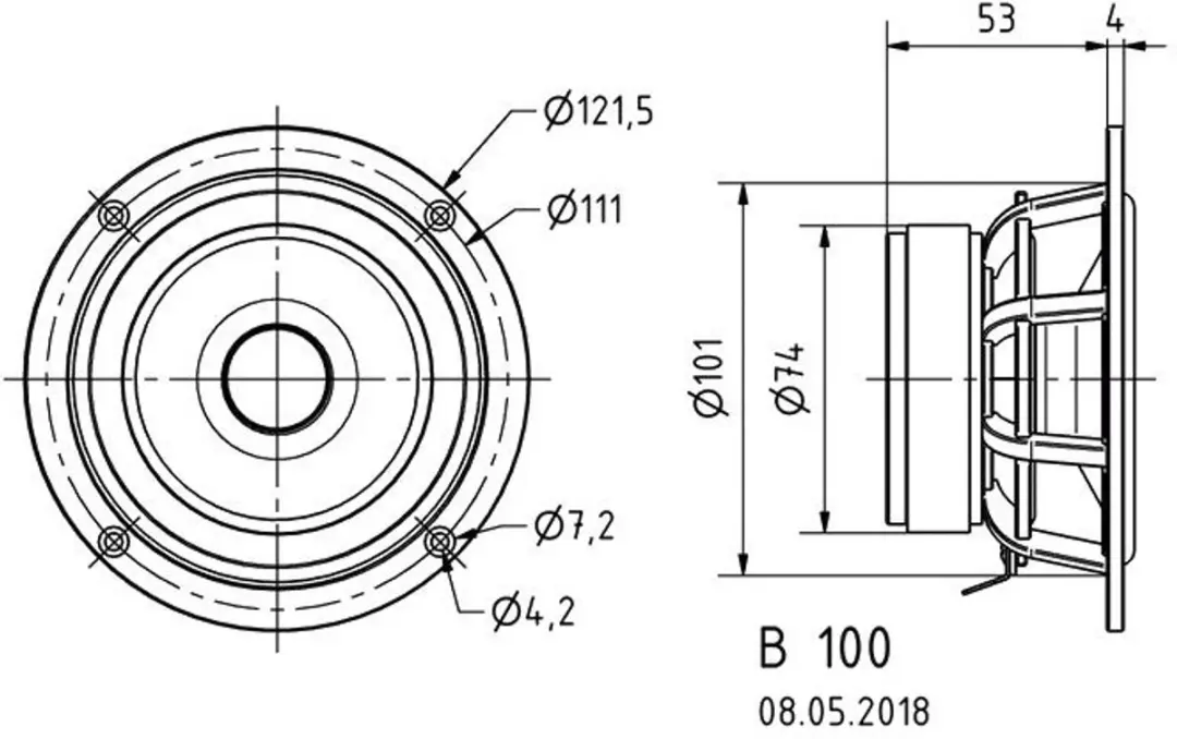 Visaton B 100 Breedband-luidspreker 10cm - 30W - 6Ω - afbeelding 2 van 6