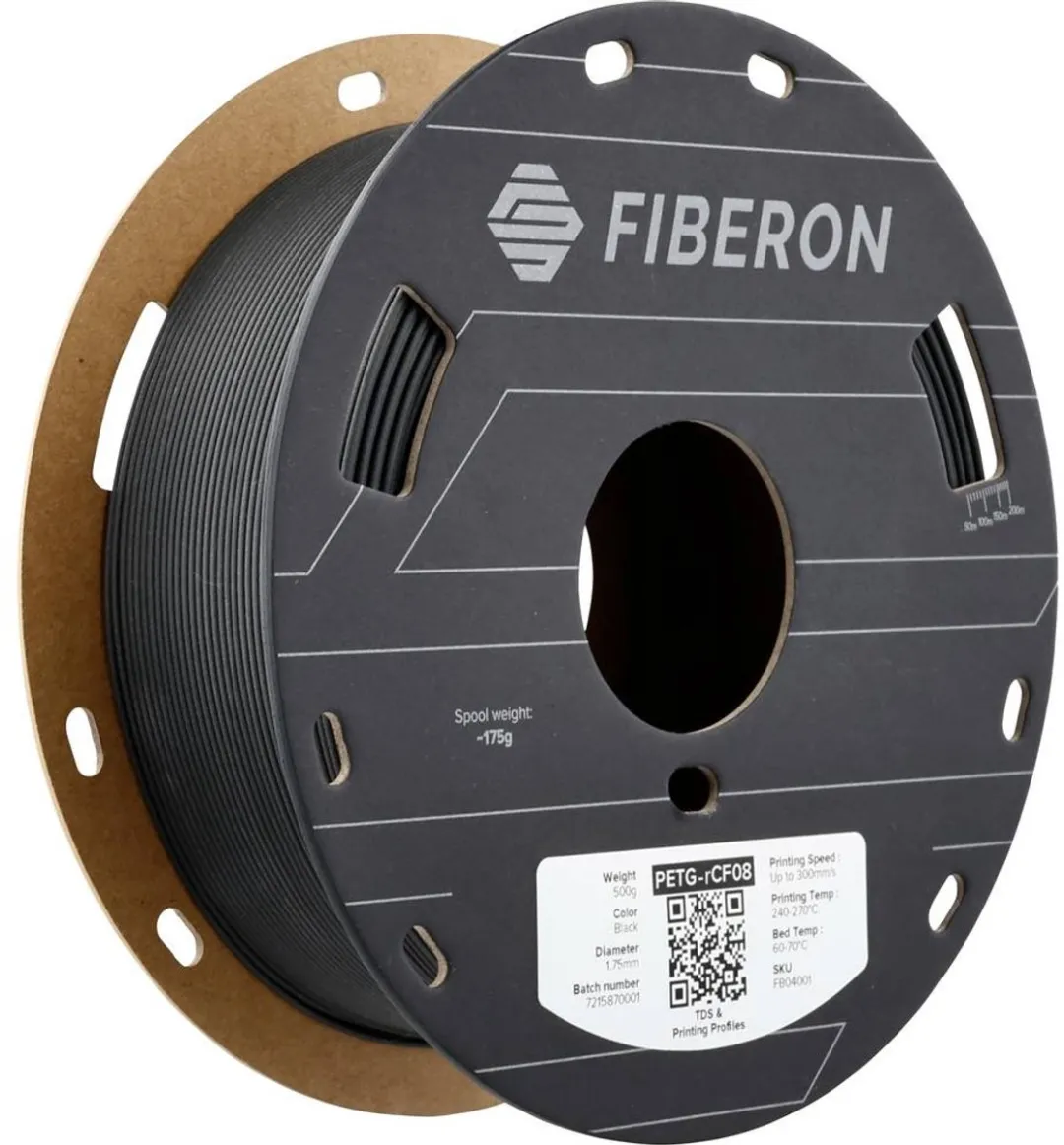 Polymaker Fiberon PETG-rCF Filament 1.75mm - Koolstofvezelversterkt - 500g - Kleurloos