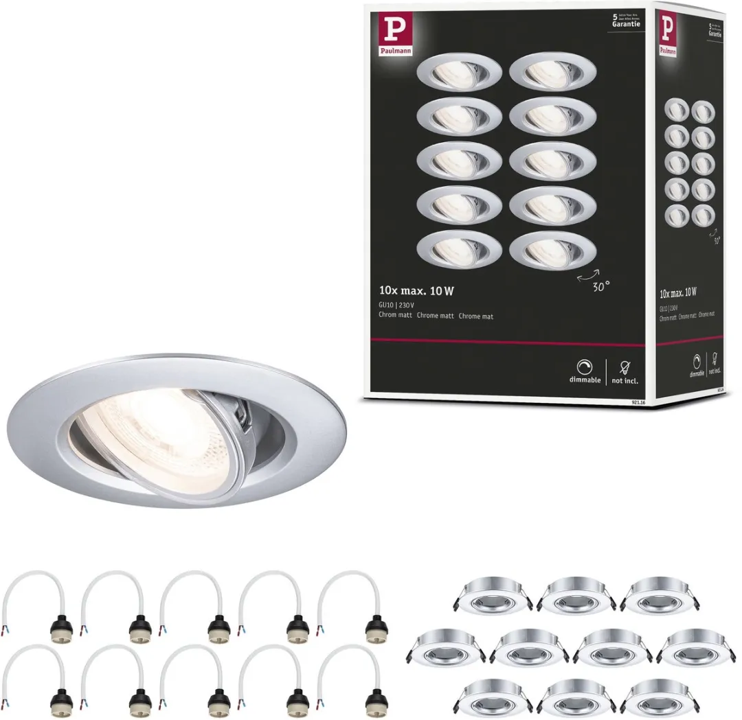 Paulmann Inbouwlamp Set 10x GU10 90mm