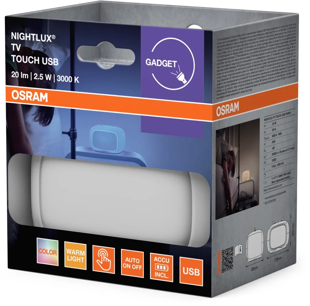 Osram Nightlux Touch TV Nachtlampje - Wit - 3000K