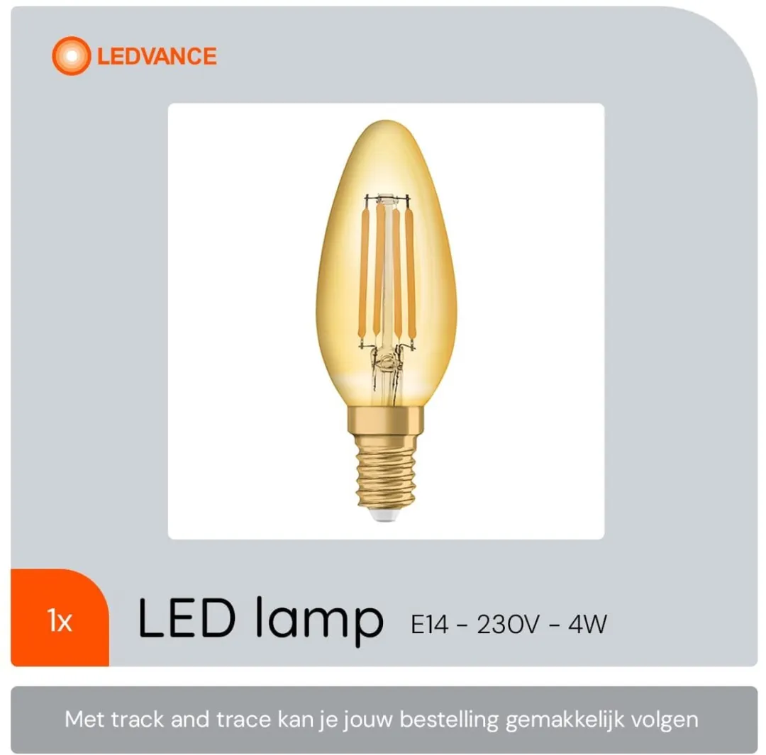 Osram Vintage 1906 LED Kaarslamp E14 4W - 410lm - Goudkleurig