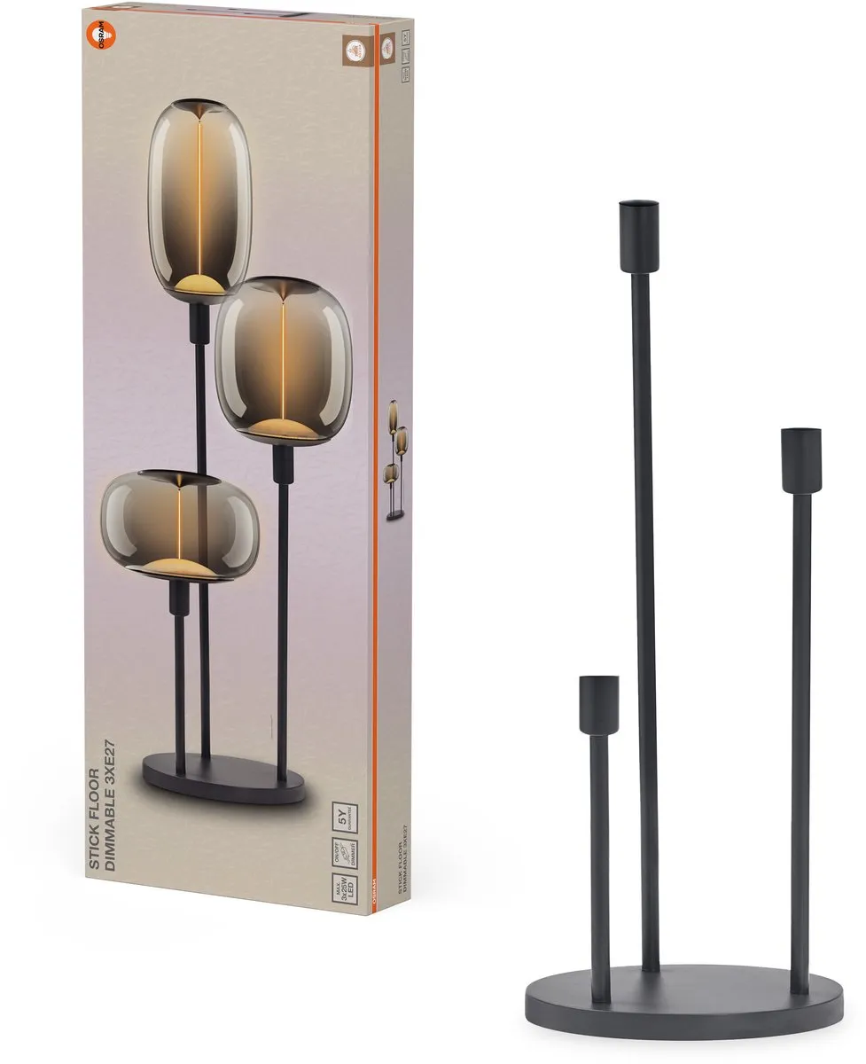 Osram Decor Stick Vloerlamp 3xE27 - Donkergrijs