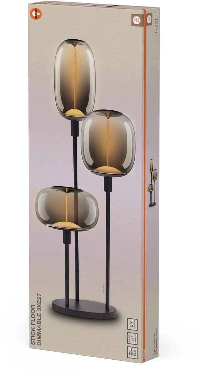 Osram Decor Stick Vloerlamp 3xE27 - Donkergrijs