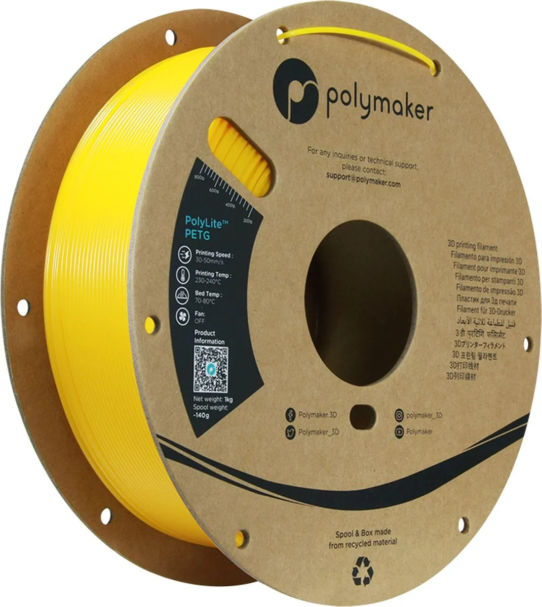 Polymaker PolyLite PETG Filament 1.75mm - 1000g - Geel