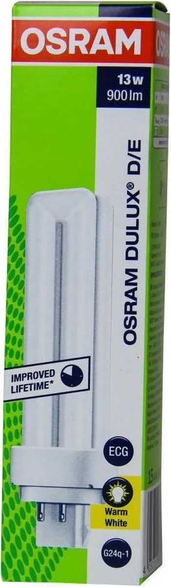 Osram Dulux D/E Spaarlamp 13W - Mat - Warm Wit
