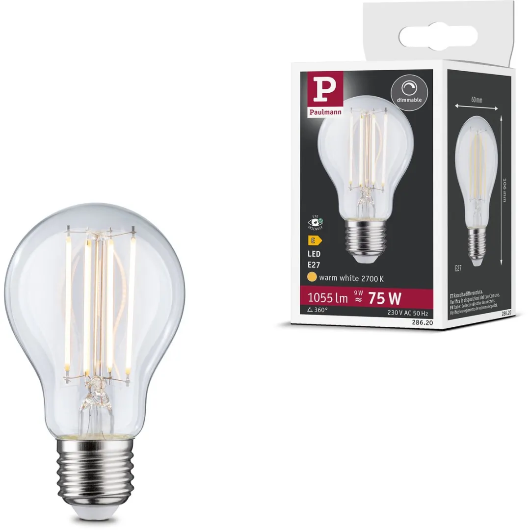 Paulmann Filament LED-gloeilamp E27 9W 1055lm 2700K Dimbare