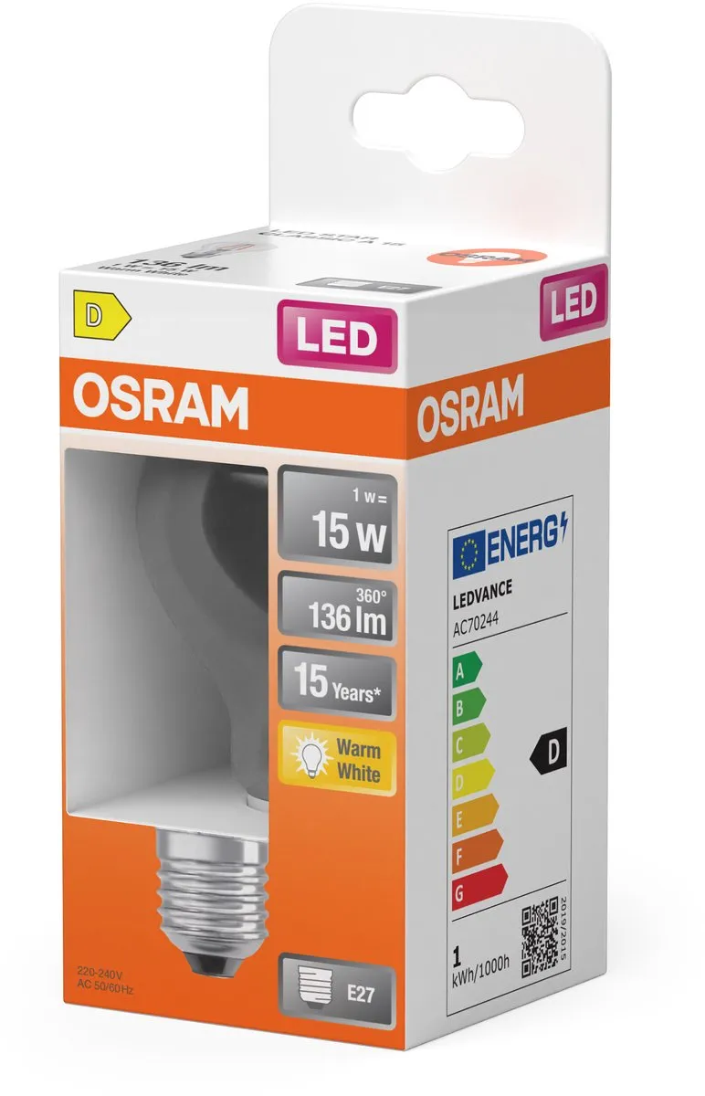 Osram LED-lamp A15 Stervorm 1W E27 - 2700K Warm Wit