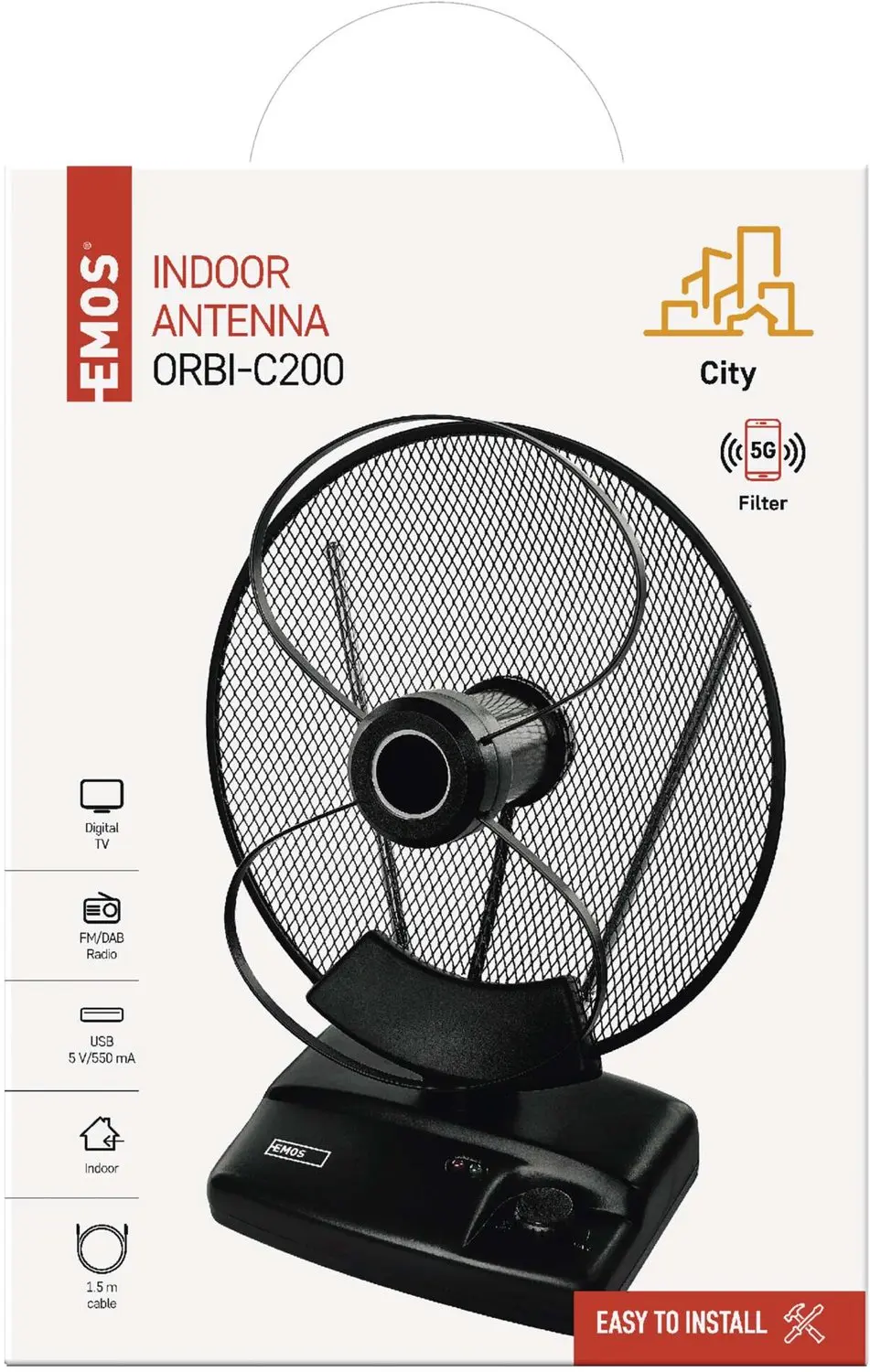 EMOS CITY ORBI-C200 J0705 Binnenantenne - Zwart - afbeelding 5 van 6