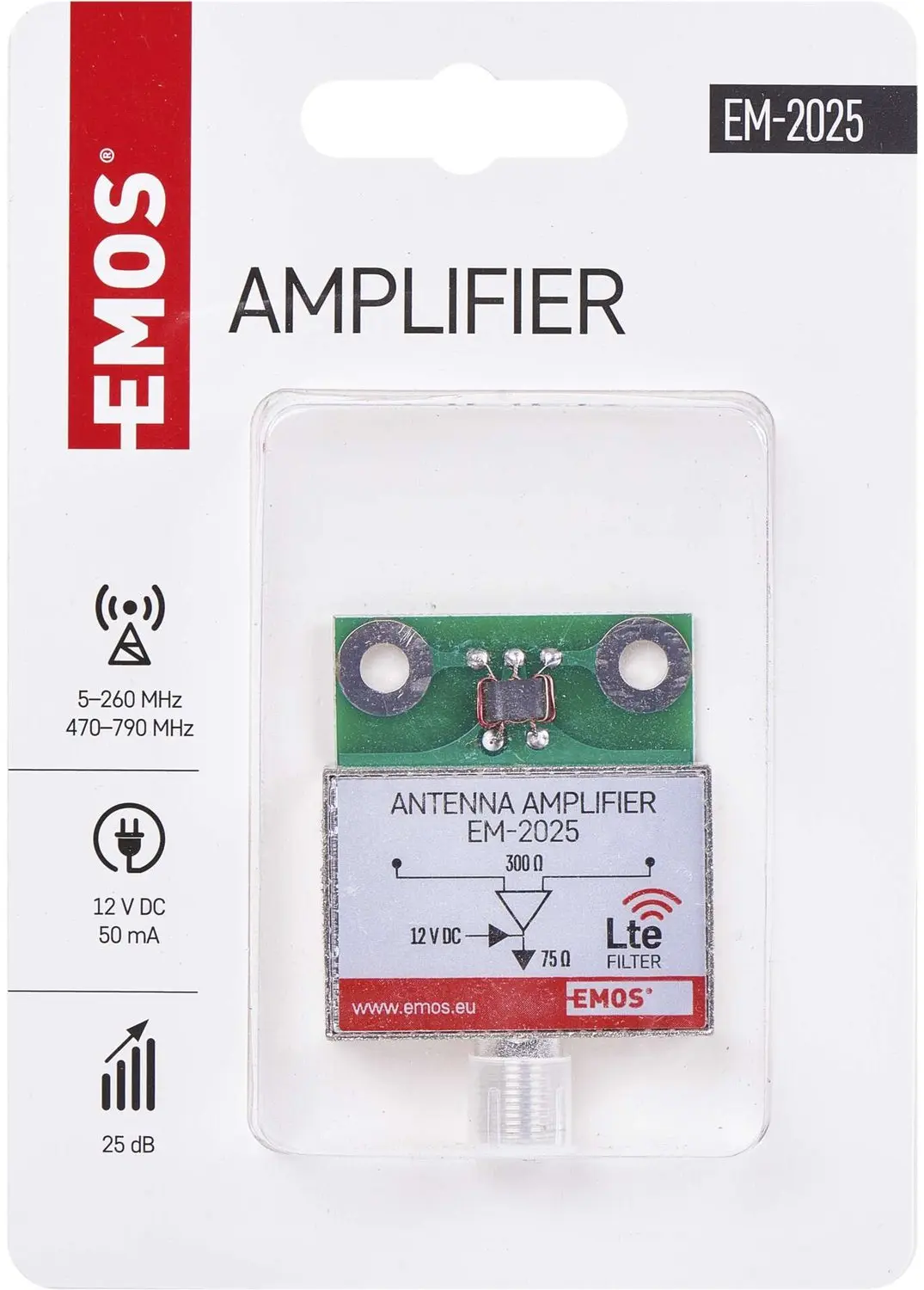 EMOS J5802 Antennevoorversterker - 25 dB VHF/UHF - afbeelding 3 van 6