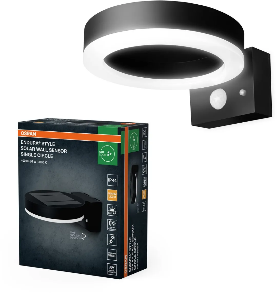 Osram Endura Style Solar Wandlamp 6W - Zwart