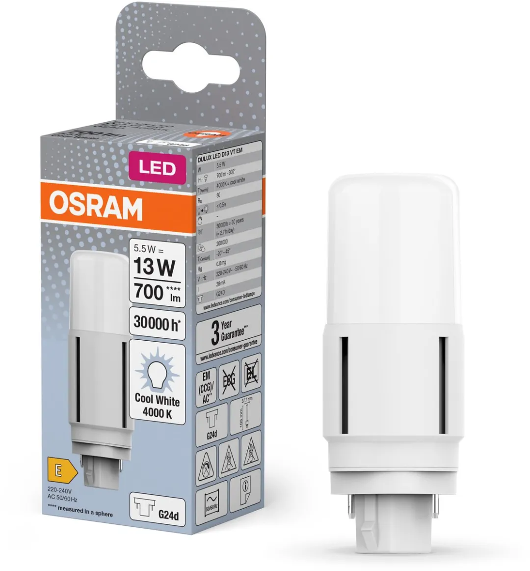 Osram LED-lamp G24d 5.5W Neutraalwit - 4000K - Helder - afbeelding 6 van 6