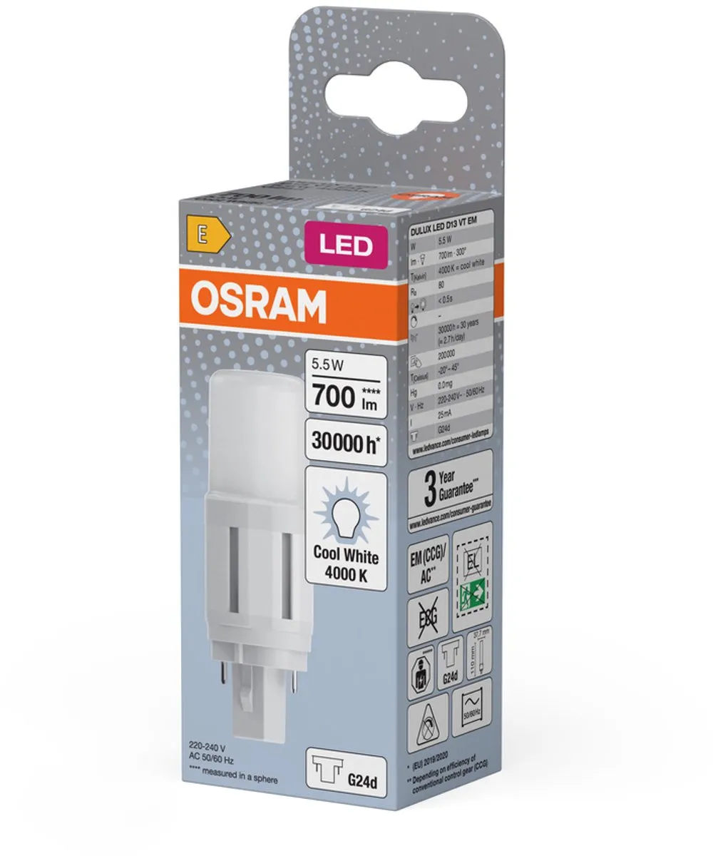 Osram LED-lamp G24d 5.5W Neutraalwit - 4000K - Helder