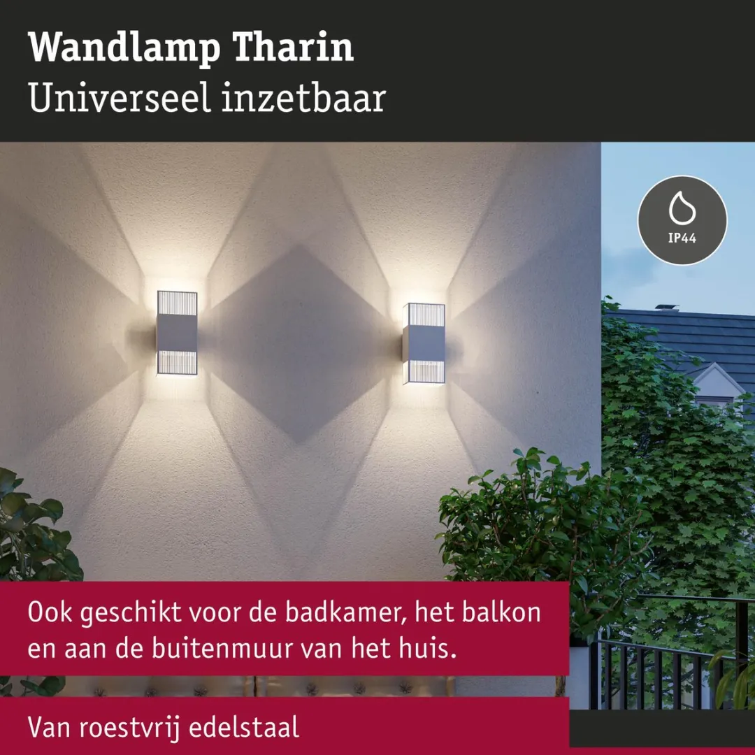 Paulmann LED Wandlamp Tharin IP44 2x3,7W - 3000K - Wit - afbeelding 6 van 6