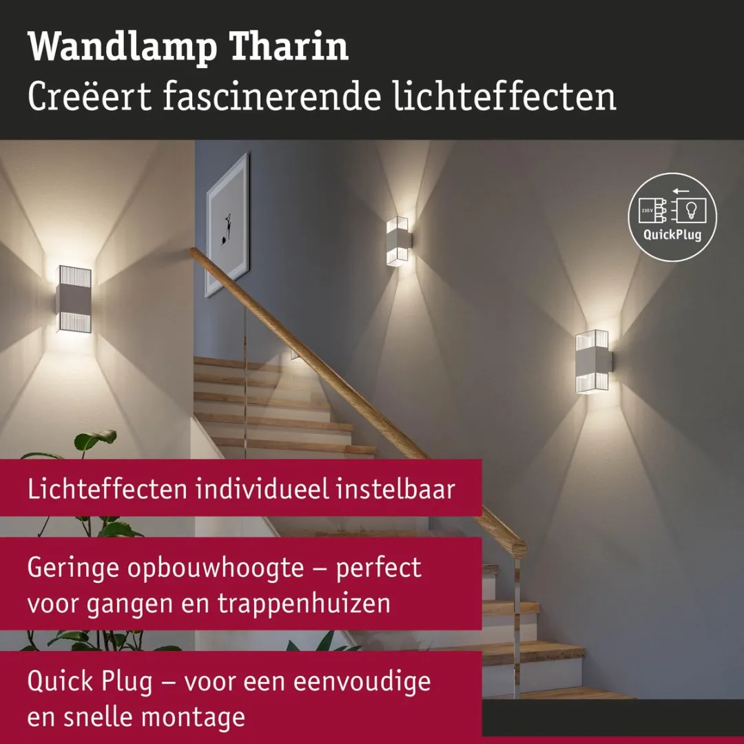 Paulmann LED Wandlamp Tharin IP44 2x3,7W - 3000K - Wit