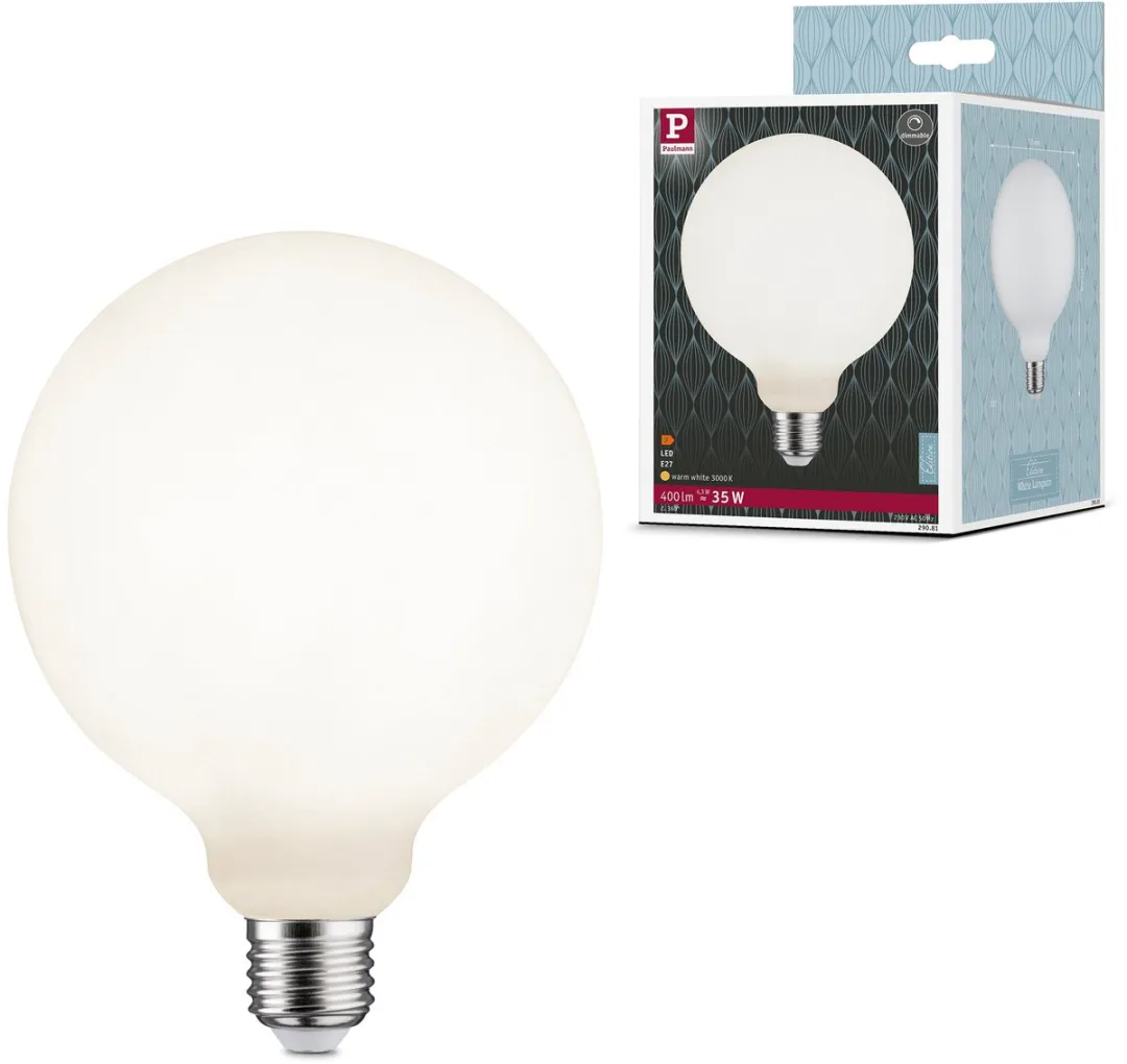 Paulmann White Lampion Filament LED Globe G125 E27 400lm 4,3W - Mat