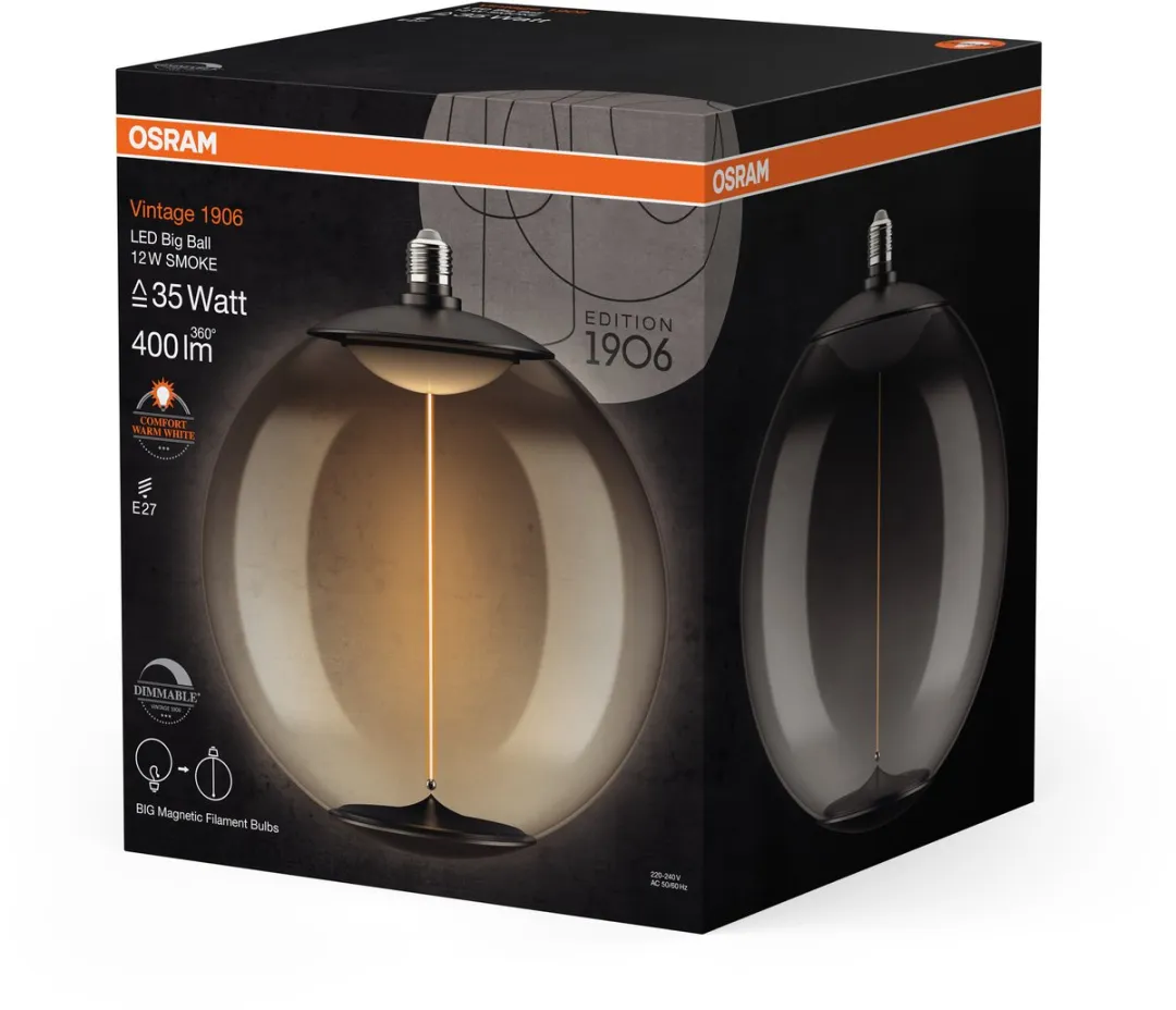 Osram Vintage 1906 BigBall35 LEDlamp 12W - 400lm - 1800K - E27 - Rookkleur