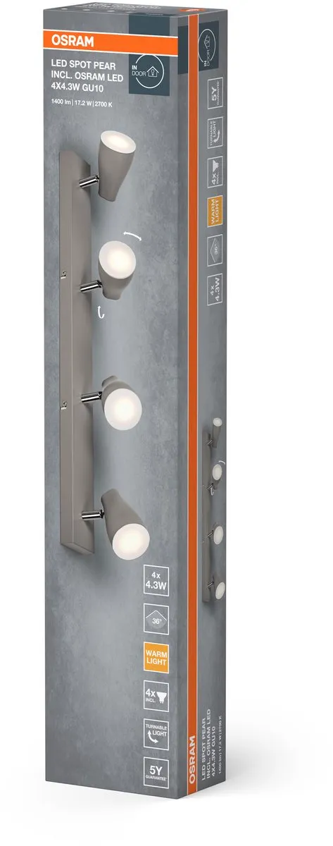 Osram LED Spot Pear Plafondspot 17,2W 840lm GU10 - Grijs