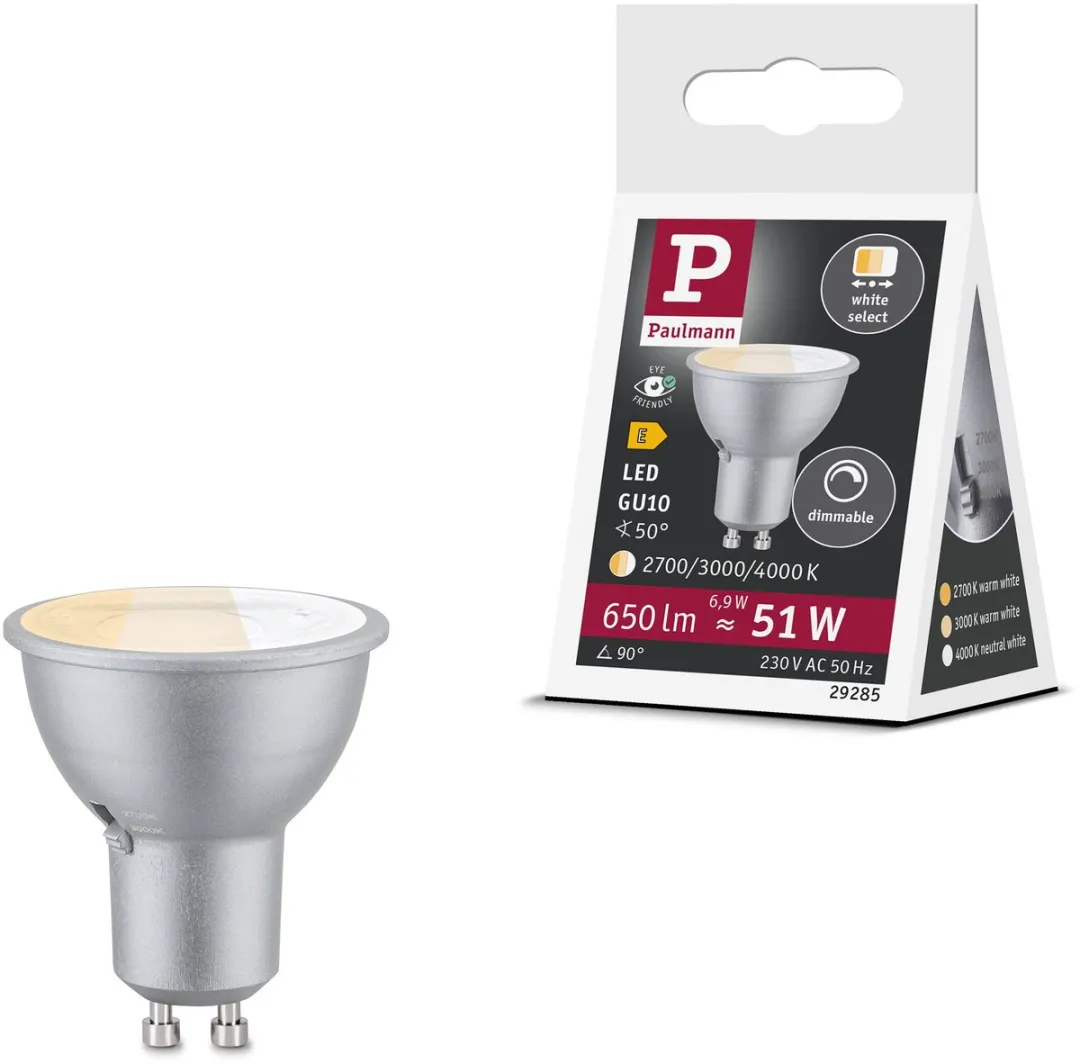 Paulmann LED Reflector GU10 650lm 6,9W 2700-4000K Chroom Mat