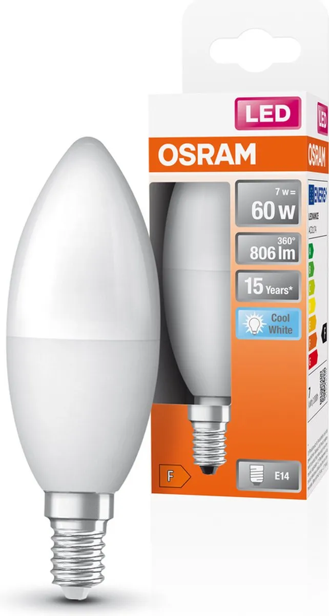 Osram LED Minikerze E14 7.5W - Koel wit 4000K - Mat