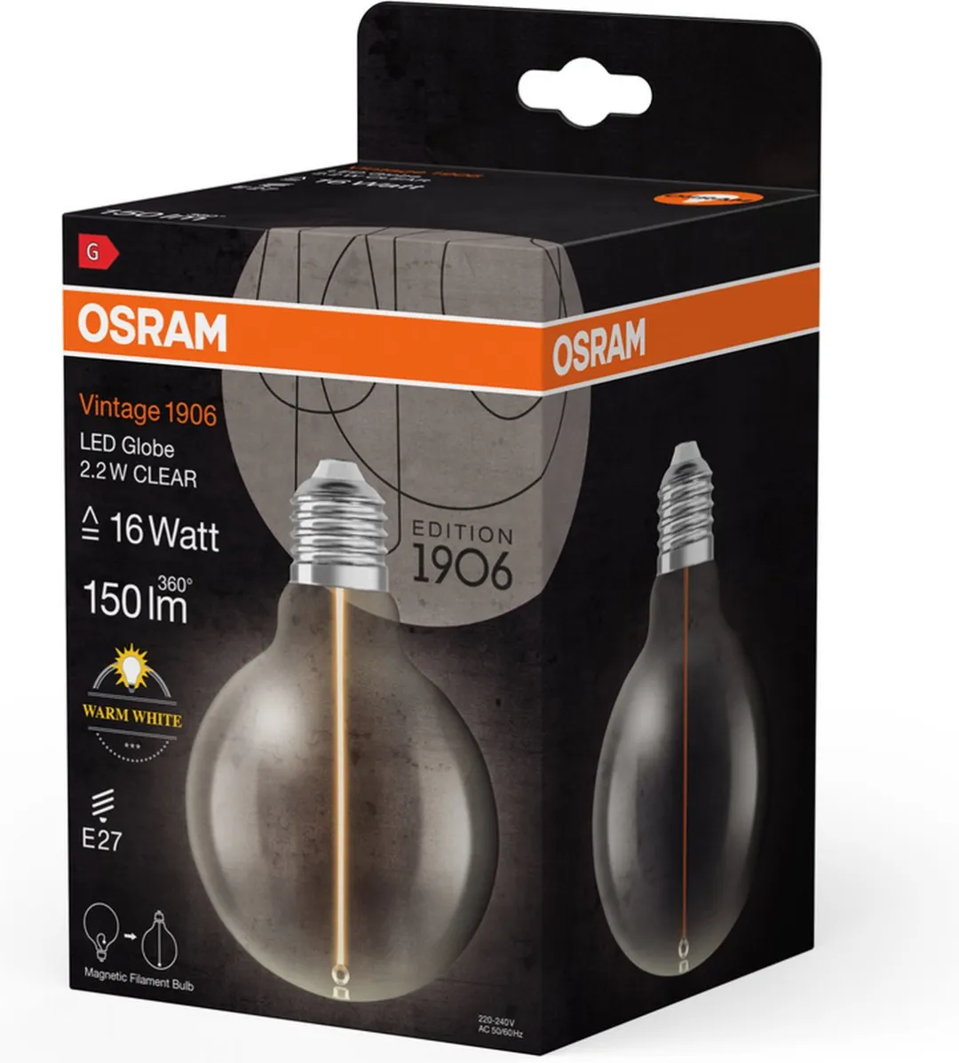 Osram Vintage 1906 Klassieke Globe95 - 2.2W 150lm Warm wit