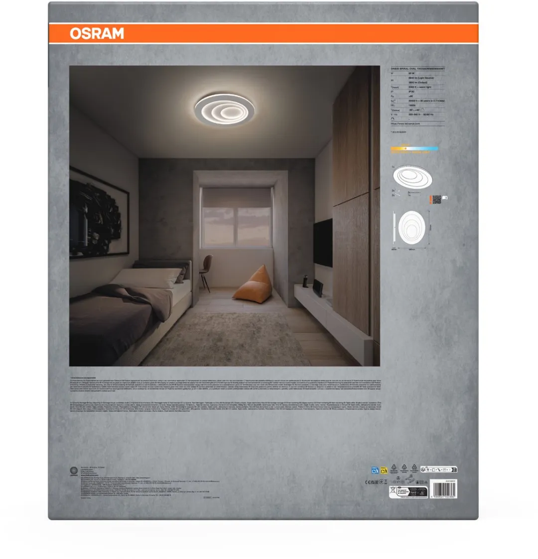 Osram Orbis Spiral Oval LED Plafondlamp 720mm - 63W 5000lm - Wit