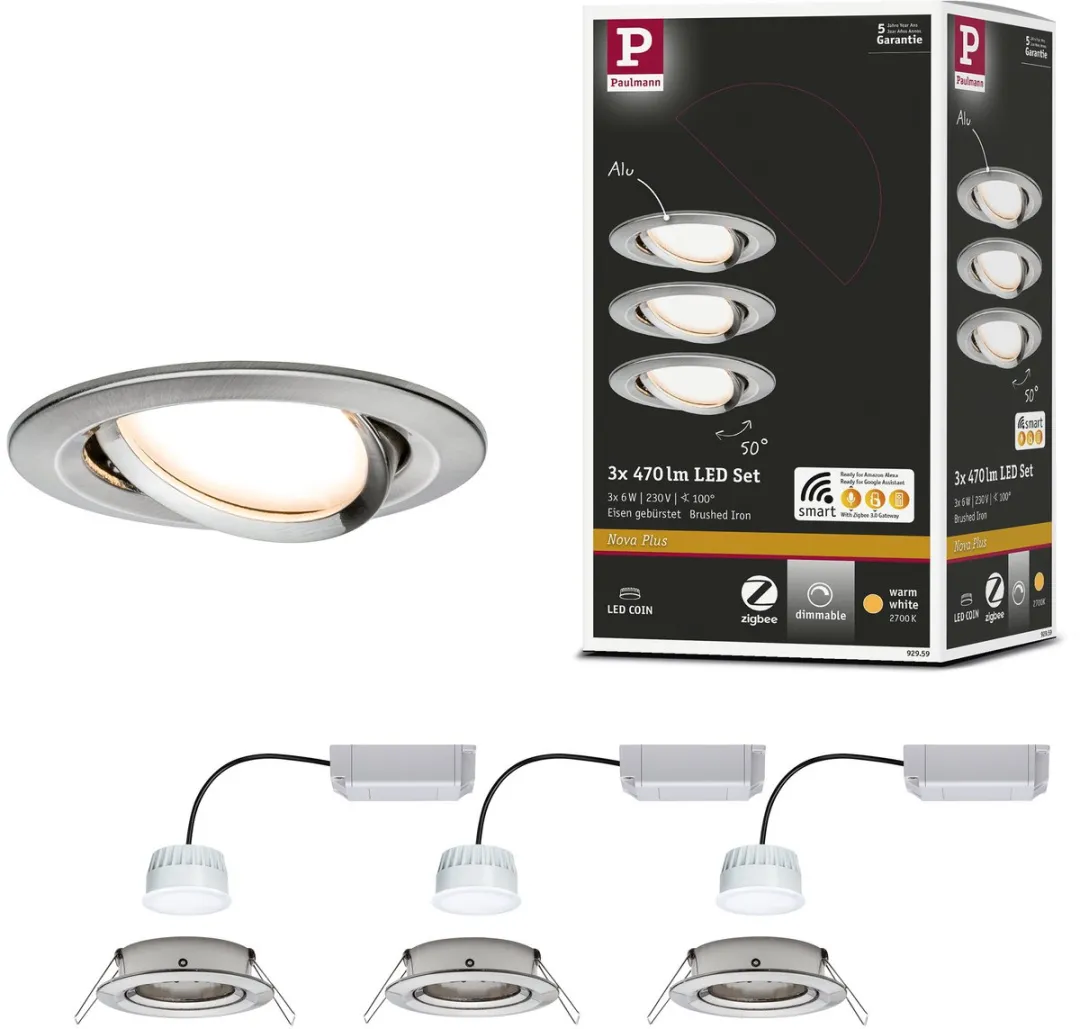 Paulmann Nova Plus Zigbee 3.0 LED-inbouwlamp 3x6W 470lm 2700K