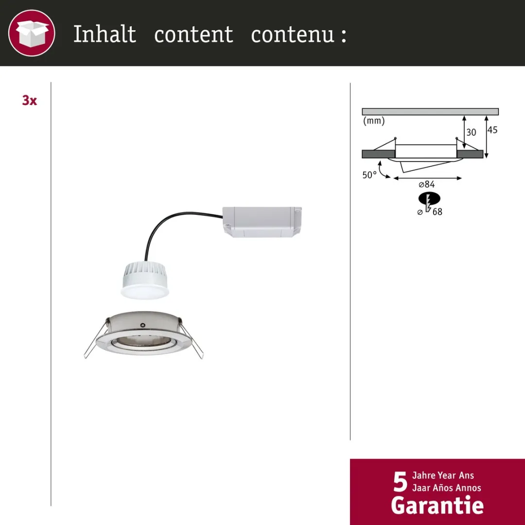 Paulmann Nova Plus Zigbee 3.0 LED-inbouwlamp 3x6W 470lm 2700K - 3 Stuks - afbeelding 6 van 6
