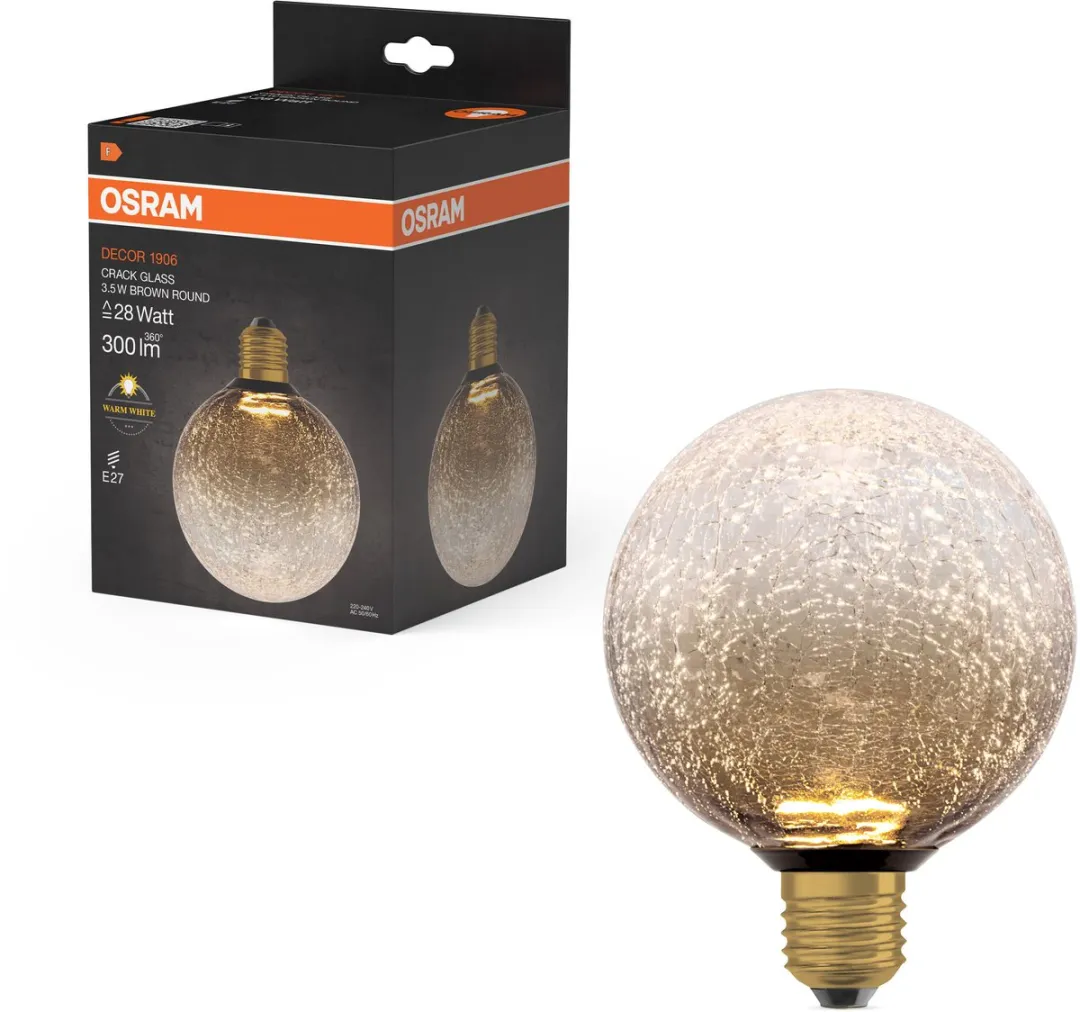 Osram Decor LED Lamp Cracked Glass 3.5W 2700K Ø125cm - Mat Bruin